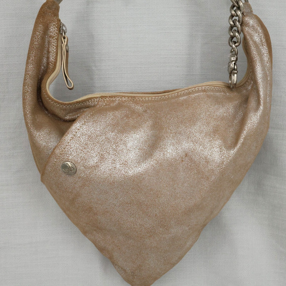 Donald J Pliner Couture Bag Womens Gold Metallic Leather Zip Small Hobo Handbag - Picture 2 of 16